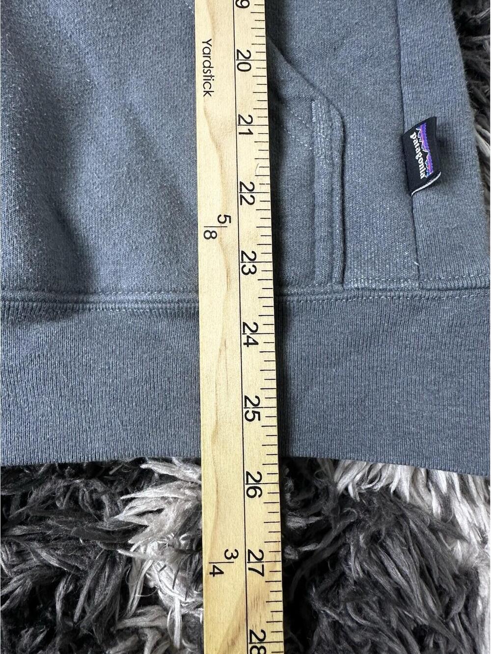 Patagonia Upisral Hoodie Mens Medium Gray Stripe Logo Pullover Sweatshirt - Picture 9 of 11